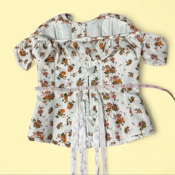 Corset Story Floral Off-Shoulder Corset Top with Ruffles and Spiral Steel Boning - Picture 4 of 7